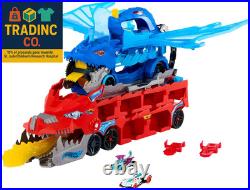 City Toy Car Track Set, Ultimate Dual Dragon Transporter & 2 Die-Cast Cars, Larg