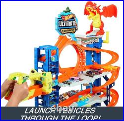 City Toy Car Track Set Ultimate Garage with 2 Die-Cast Toy Cars & Car-Eating Dra