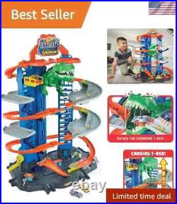 City Toy Car Track Set, Ultimate Garage with T-Rex Dinosaur, Store 100+ 164