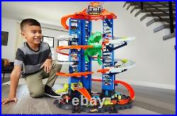 City Toy Car Track Set, Ultimate Garage with T-Rex Dinosaur, Store 100+ 164