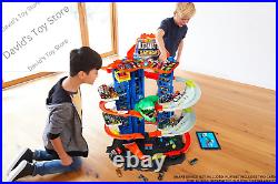 City Toy Car Track Set, Ultimate Garage with T-Rex Dinosaur, Store 100+ 164 Sca