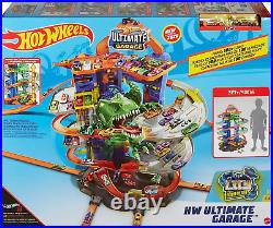 City Toy Car Track Set, Ultimate Garage with T-Rex Dinosaur, Store 100+ 164 Sca