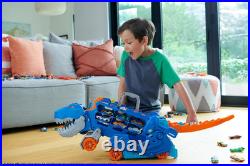 City Toy Car Track Set, Ultimate T-Rex Transporter, Hauler Transforms into Stomp