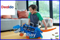 City Toy Car Track Set, Ultimate T-Rex Transporter, Hauler Transforms into Stomp