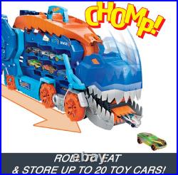 City Toy Car Track Set, Ultimate T-Rex Transporter, Hauler Transforms into Stomp