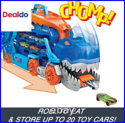 City Toy Car Track Set, Ultimate T-Rex Transporter, Hauler Transforms into Stomp