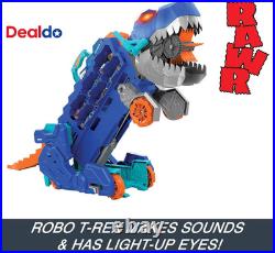 City Toy Car Track Set, Ultimate T-Rex Transporter, Hauler Transforms into Stomp