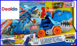 City Toy Car Track Set, Ultimate T-Rex Transporter, Hauler Transforms into Stomp