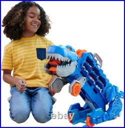 City Toy Car Track Set, Ultimate T-Rex Transporter, Hauler Transforms into Stomp