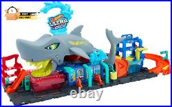 City Toy Car Track Set, Ultra Shark Car Wash with 164 Scale Color Reveal Toy V