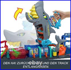 City Track Set, Ultra Shark Car Wash with 164 Scale Color Reveal Toy Vehicle, R