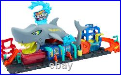 City Track Set, Ultra Shark Car Wash with 164 Scale Color Reveal Toy Vehicle, R