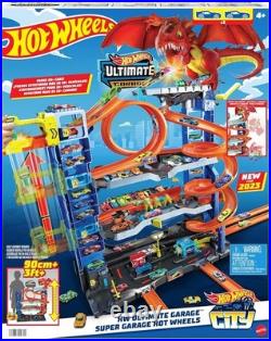 City Ultimate Garage Track Set with 2 Die-Cast Toy Cars & Car-Eating Dragon