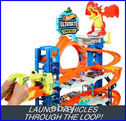 City Ultimate Garage Track Set with 2 Die-Cast Toy Cars & Car-Eating Dragon, Sto