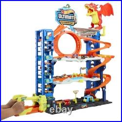 City Ultimate Track Set with 2 Die-Cast Toy Cars & Dragon Garage