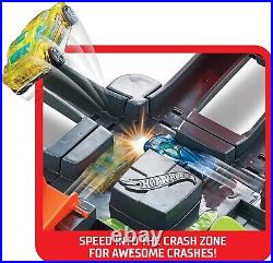 Colossal Crash Toy Car Track Set 5ft Wide with Motorized Boosters & 26 Pieces