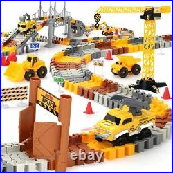 Construction RC Train Set 176pcs Flexible Tracks Racing Car Fly Over The Bridge