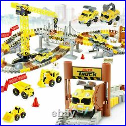 Construction RC Train Set 176pcs Flexible Tracks Racing Car Fly Over The Bridge