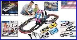 Customizable 20ft Electric Slot Car Track Set Includes 4 Cars & Remote Control