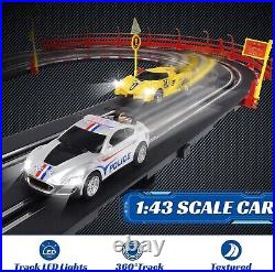 Customizable 20ft Electric Slot Car Track Set Includes 4 Cars & Remote Control