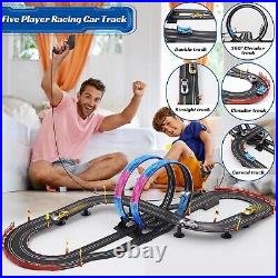 Customizable 20ft Electric Slot Car Track Set Includes 4 Cars & Remote Control