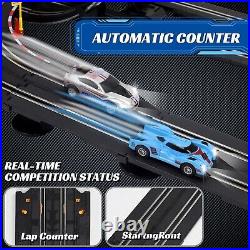 Customizable 20ft Electric Slot Car Track Set Includes 4 Cars & Remote Control