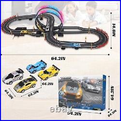 Customizable 20ft Electric Slot Car Track Set Includes 4 Cars & Remote Control