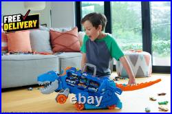 Dinosaur Transporter Toy Car Track Set Hauler Transforms with Stomping Dino