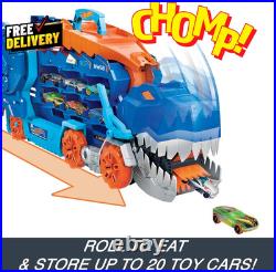 Dinosaur Transporter Toy Car Track Set Hauler Transforms with Stomping Dino