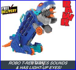 Dinosaur Transporter Toy Car Track Set Hauler Transforms with Stomping Dino