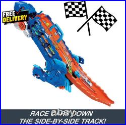 Dinosaur Transporter Toy Car Track Set Hauler Transforms with Stomping Dino