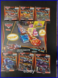Disney / Pixar Cars Neon Racers Neon Nights Diecast Car Track Set + Six Cars