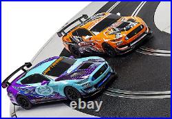 Drift 360 Mustang Gt4S 132 Analog Slot Car Race Track Set C1421T, Blue & Orange