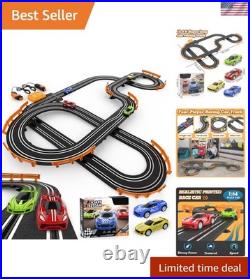 Dynamic Dual Racing Slot Car Track Set 4 Cars & Automatic Lap Counter for Kids