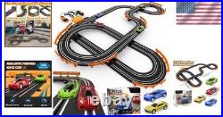 Dynamic Dual Racing Slot Car Track Set 4 Cars & Automatic Lap Counter for Kids