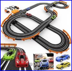 Dynamic Dual Racing Slot Car Track Set 4 Cars & Automatic Lap Counter for Kids