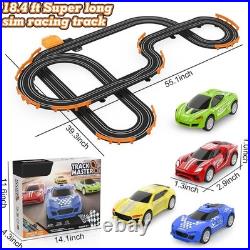 Dynamic Dual Racing Slot Car Track Set 4 Cars & Automatic Lap Counter for Kids
