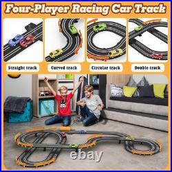 Dynamic Dual Racing Slot Car Track Set 4 Cars & Automatic Lap Counter for Kids