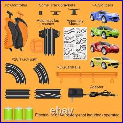 Dynamic Dual Racing Slot Car Track Set 4 Cars & Automatic Lap Counter for Kids