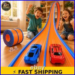 EUXYYCYI 15FT Double-Lane Flexible Race Track Set with 2 Pull-Back Cars EUXYYCYI 15FT Double-Lane Flexible Race Track Set with 2 Pull-Back Cars