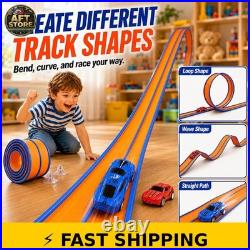 EUXYYCYI 15FT Double-Lane Flexible Race Track Set with 2 Pull-Back Cars