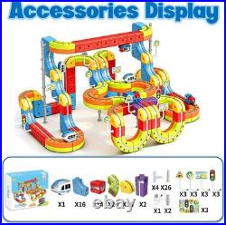Electric Magnetic Train Toys Set- Flexible Race Track for Kids 3 4 5 6 7 8, stem