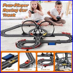 Electric Slot Car Race Track Set 143 Scale, 28FT Dual Racing with 4 Cars