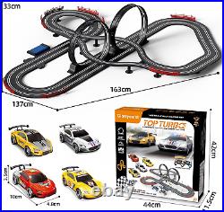 Electric Slot Car Race Track Set 143 Scale, 28FT Dual Racing with 4 Cars