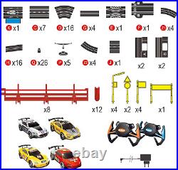 Electric Slot Car Race Track Set 143 Scale, 28FT Dual Racing with 4 Cars