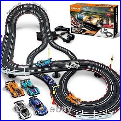 Electric Slot Car Race Track Sets Race Car Track Sets with 4 High-Speed Slo