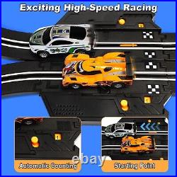 Electric Slot Car Race Track Sets Race Car Track Sets with 4 High-Speed Slo