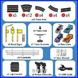 Electric Slot Car Race Track Sets Race Car Track Sets with 4 High-Speed Slo