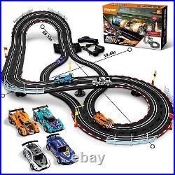 Electric Slot Car Race Track Sets Race Car Track Sets with 4 High-Speed Slo