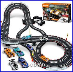 Electric Slot Car Race Track Sets Race Car Track Sets with 4 High-Speed Slot C